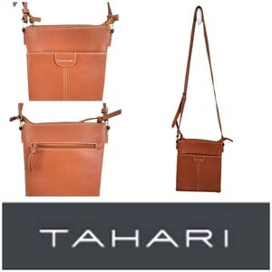 🪻BOGO🪻 Tahari Cognac Brown‎ Vegan Leather Crossbody Bag NWOT